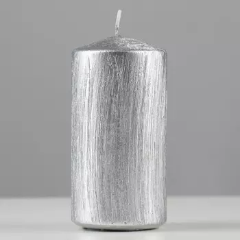 Свеча-цилиндр «Винтаж», 510 см, серебро