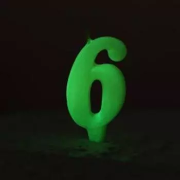 Свеча для торта цифра «Люминесцентная», 5.5 см, цифра 6