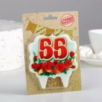 Свеча для торта цифра облако "Юбилейная" красная "55", 8 см