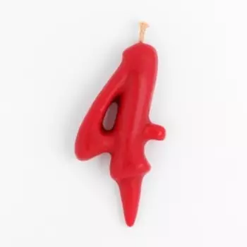 Свеча для торта «Цифра 4», красная, 5.5 см