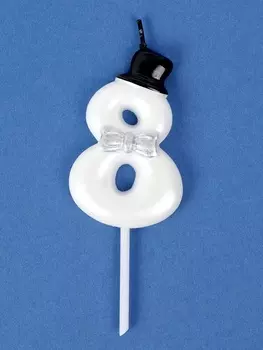 Свеча для торта «Джентельмен», цифра 8, белая