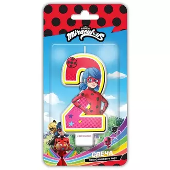 Свеча для торта «Леди Баг и Супер-Кот», цифра 2