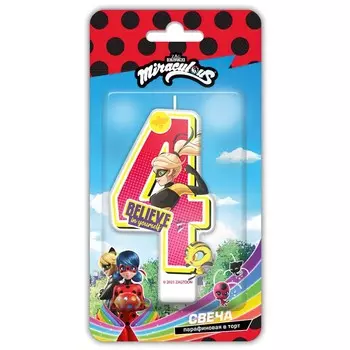 Свеча для торта "Леди Баг и Супер Кот", цифра 4