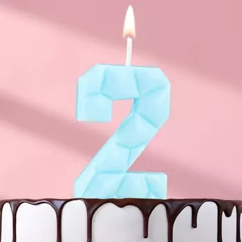 Свеча для торта «Цифра 2», голубая