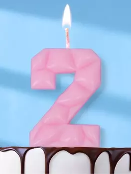 Свеча для торта «Цифра 2», светло-розовая