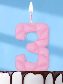 Свеча для торта «Цифра 3», светло-розовая