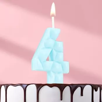 Свеча для торта «Цифра 4», голубая