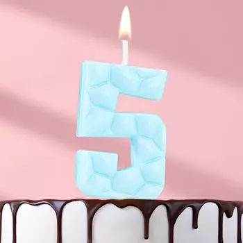 Свеча для торта «Цифра 5», голубая