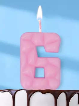 Свеча для торта «Цифра 6», светло-розовая