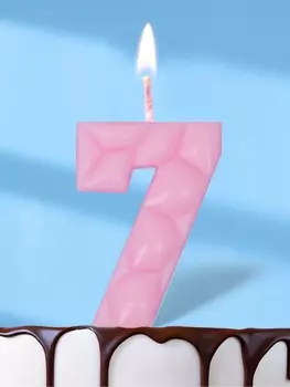 Свеча для торта «Цифра 7», светло-розовая