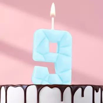 Свеча для торта «Цифра 9», голубая