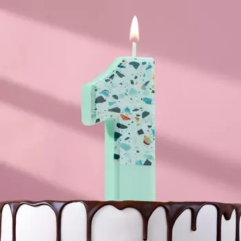 Свеча для торта «Мозайка», цифра 1, голубой