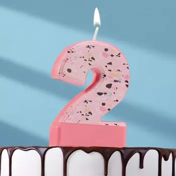 Свеча для торта «Мозайка», цифра 2, розовый