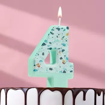 Свеча для торта «Мозайка», цифра 4, голубой