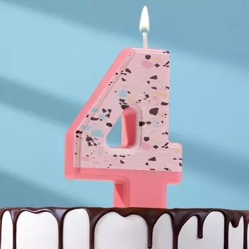 Свеча для торта «Мозайка», цифра 4, розовый