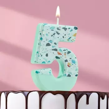 Свеча для торта «Мозайка», цифра 5, голубой