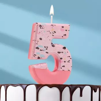 Свеча для торта «Мозайка», цифра 5, розовый