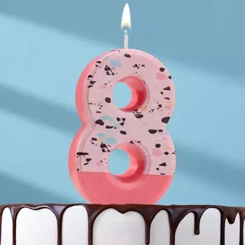 Свеча для торта «Мозайка», цифра 8, розовый