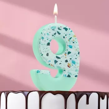 Свеча для торта «Мозайка», цифра 9, голубой