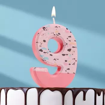 Свеча для торта «Мозайка», цифра 9, розовый