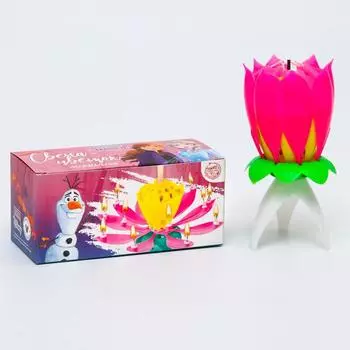 Свеча для торта музыкальная "Тюльпан", розовая, 12×5 см, Холодное сердце