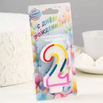 Свеча для торта «Цифра 2», 7 см