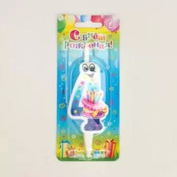 Свеча для торта "С глазками", 10,2 см, цветная цифра 4