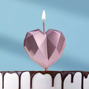 Свеча для торта «Сердце», розовое золото