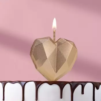 Свеча для торта «Сердце», шампань