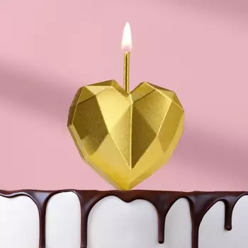 Свеча для торта «Сердце», золотая