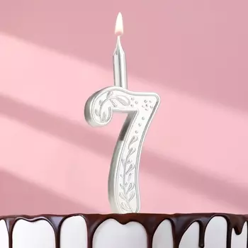 Свеча для торта «Серебряный узор», цифра 7