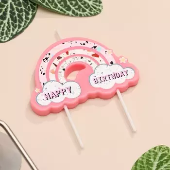 Свеча для торта «Воздушная радуга», розовая