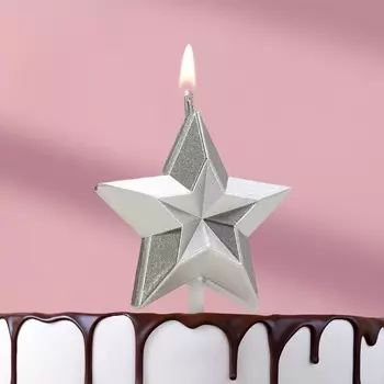 Свеча для торта «Звезда», серебристая