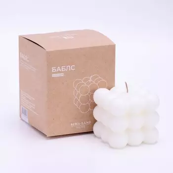 Свеча фигурная "Бабл куб", 6 см, белая Sima HOME