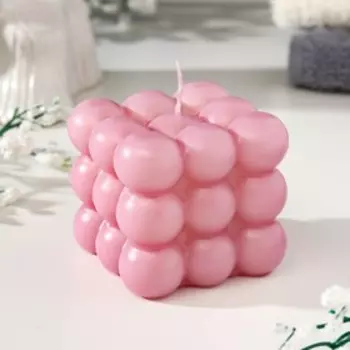 Свеча декоративная «Бабл куб», 6 см, розовая