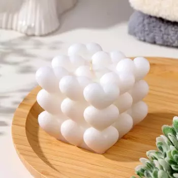 Свеча декоративная «Бабл Сердце», 6 см, белая