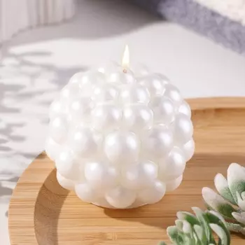 Свеча фигурная "Баблс" круглый, 5,5х5,5 см, белый жемчуг