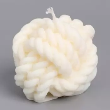 Свеча фигурная из натурального воска "Клубок", 5,5 см, 60 г, 2 ч, белый