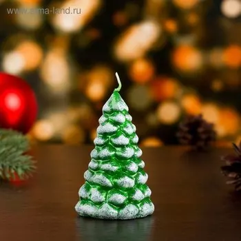 Свеча декоративная «Ёлочка», 7.54.5 см, 3 ч, 25 г, зелёная