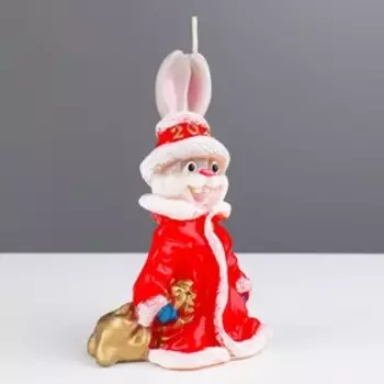 Свеча фигурная «Кролик-Дед Мороз», 14,5х9 см, 130 г