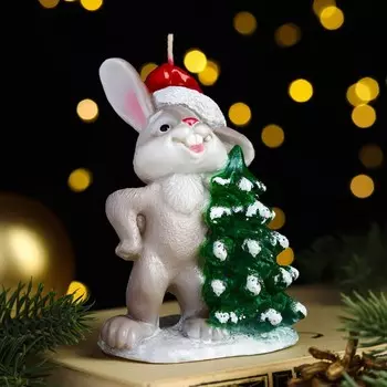 Свеча фигурная «Кролик новогодний», 12х7,5 см, 92 г
