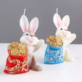 Свеча фигурная «Кролик с мешком» , 10,5х7,5 см, 81 г
