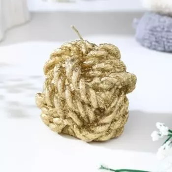 Свеча фигурная лакированная "Клубок", 5х5,5 см, золото