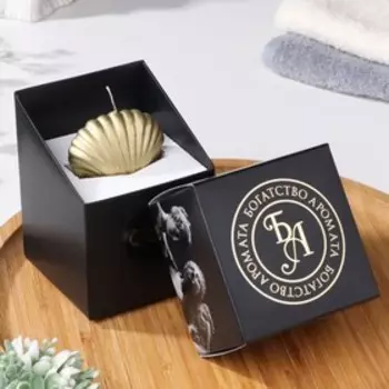 Свеча фигурная лакированная в подарочной коробке "Ракушка", 3,2х4,5 см, золото