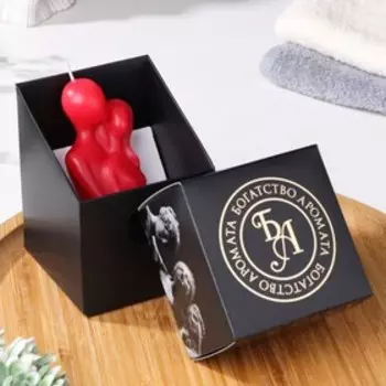 Свеча фигурная в подарочной коробке "Влюбленные", 12 см, красная