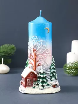Свеча фигурная "Зимний пейзаж" 9,5х7х17 см