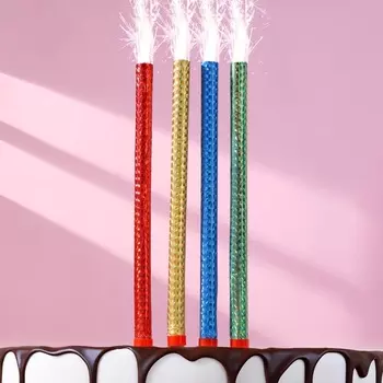 Свеча в торт фонтан, 4 шт., 25 см, цветное пламя 60 сек