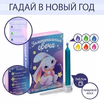 Свеча гадание в новогоднюю ночь «Северное сияние», 0,5 х 0,5 х 5 см.