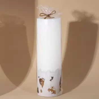 Свеча интерьерная белая с бетоном (поталь), 26 х 8 см