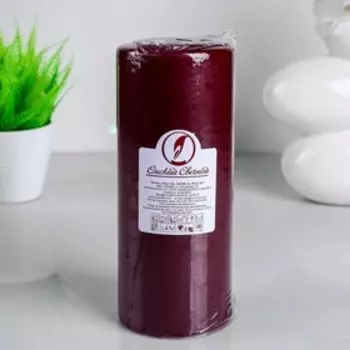 Свеча - цилиндр, 8х20 см, 90 ч, 795 г, бордовая